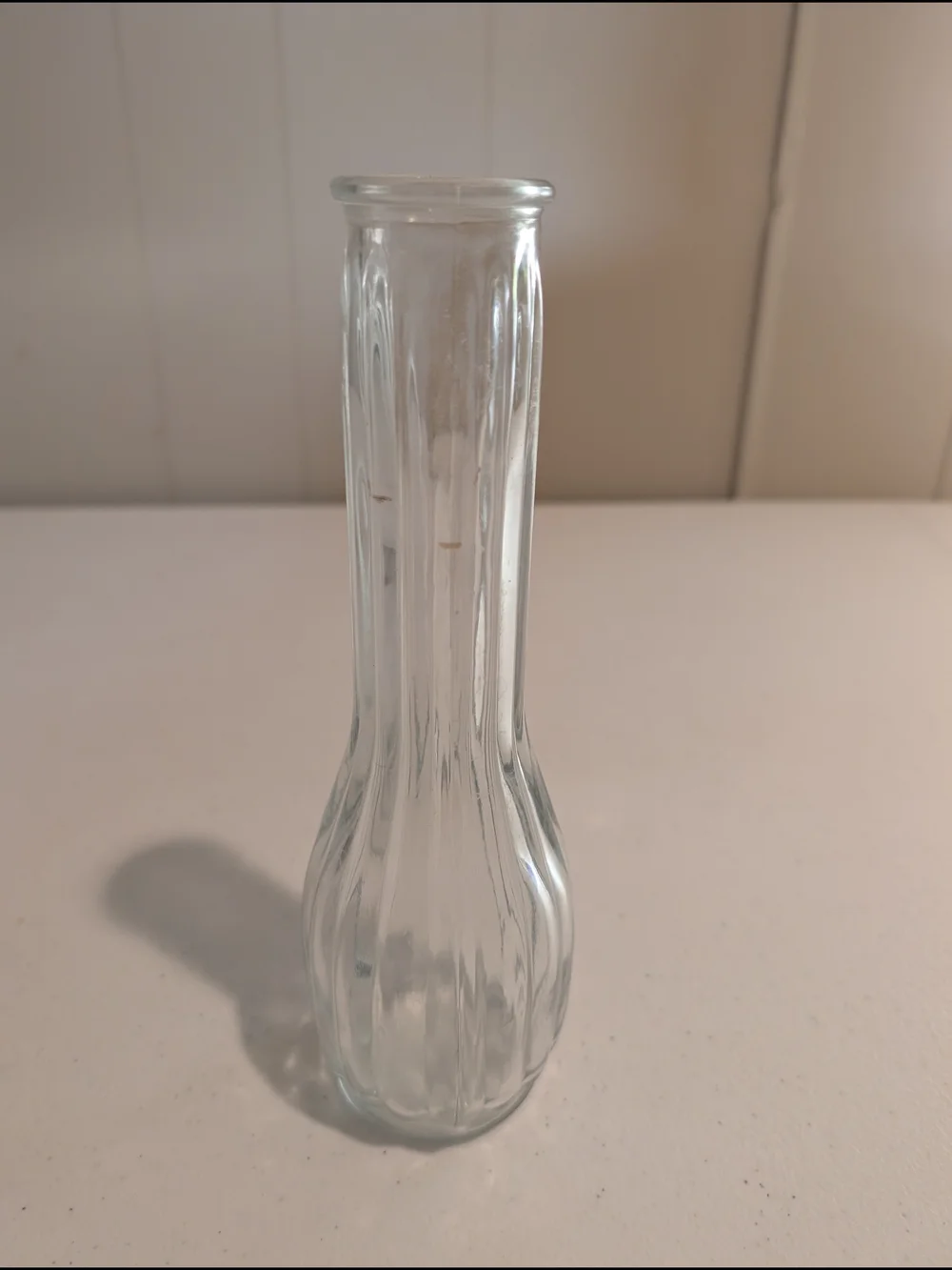 Clear Glass Bud Vase - Elegant Ribbed Design